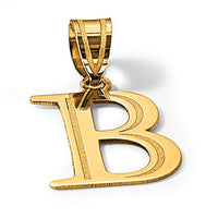 14k Polished Etched Letter B Initial Pendant-YC1437B