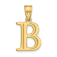 14k Polished Etched Letter B Initial Pendant-YC1437B