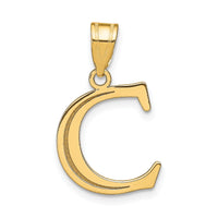 14k Polished Etched Letter C Initial Pendant-YC1437C