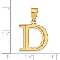 14k Polished Etched Letter D Initial Pendant-YC1437D