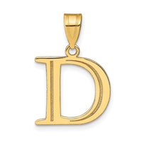 14k Polished Etched Letter D Initial Pendant-YC1437D