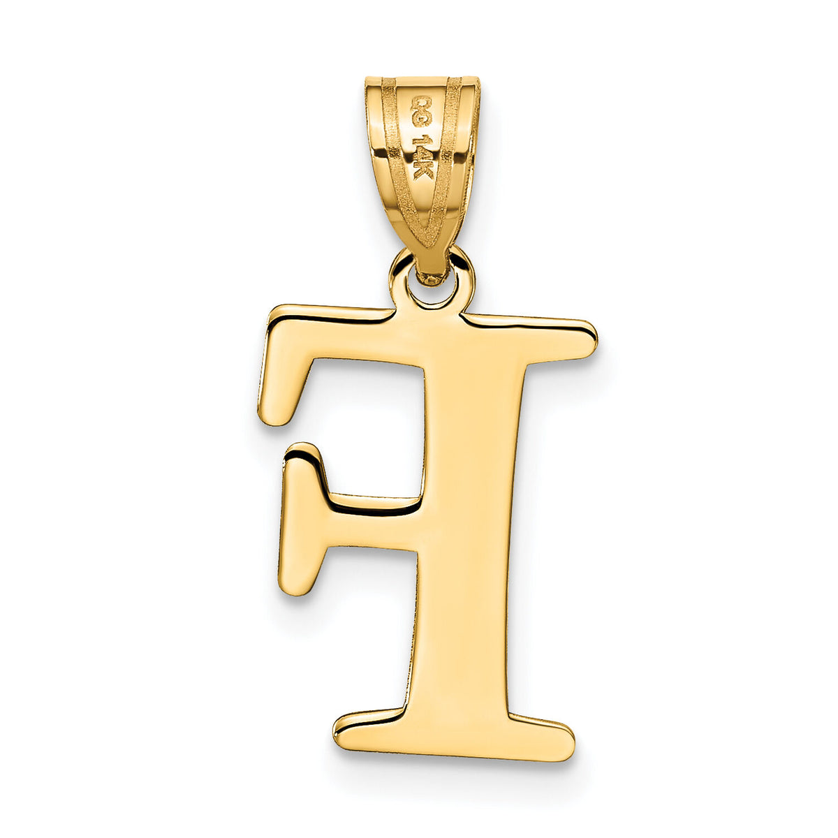 14k Polished Etched Letter F Initial Pendant-YC1437F