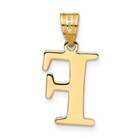 14k Polished Etched Letter F Initial Pendant-YC1437F