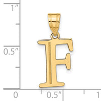 14k Polished Etched Letter F Initial Pendant-YC1437F