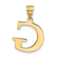 14k Polished Etched Letter G Initial Pendant-YC1437G