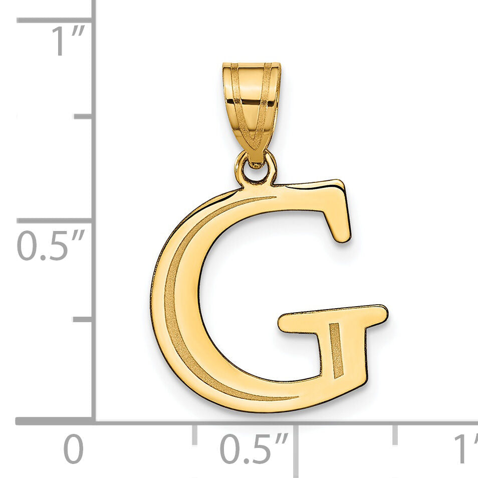 14k Polished Etched Letter G Initial Pendant-YC1437G