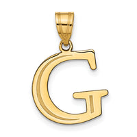 14k Polished Etched Letter G Initial Pendant-YC1437G