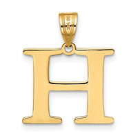 14k Polished Etched Letter H Initial Pendant-YC1437H