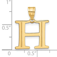 14k Polished Etched Letter H Initial Pendant-YC1437H