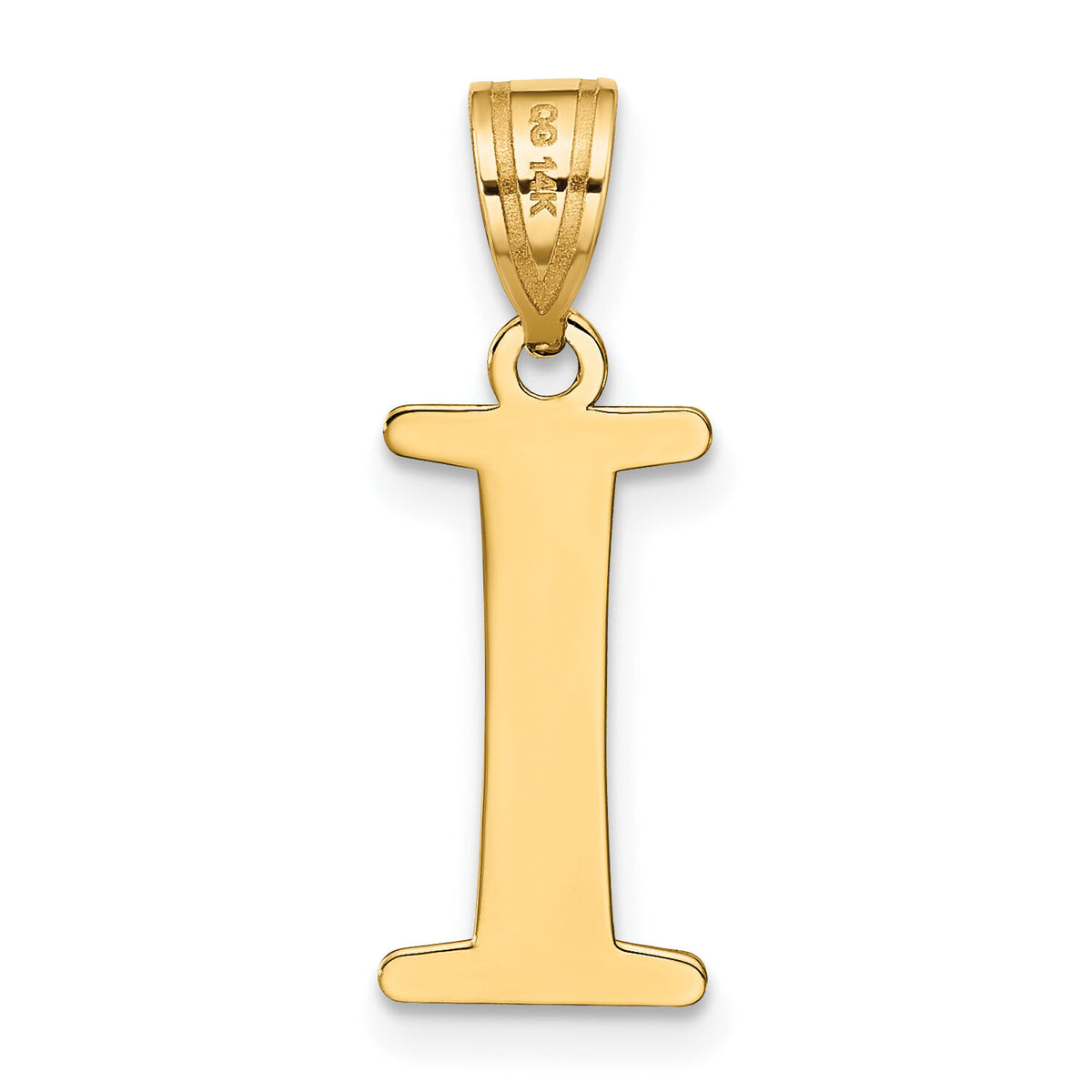 14k Polished Etched Letter I Initial Pendant-YC1437I