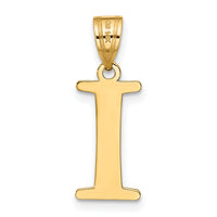 14k Polished Etched Letter I Initial Pendant-YC1437I