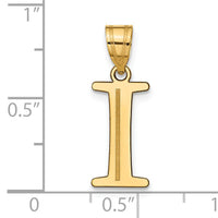 14k Polished Etched Letter I Initial Pendant-YC1437I