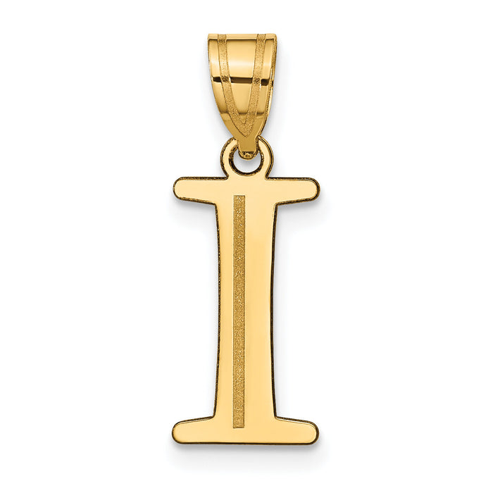 14k Polished Etched Letter I Initial Pendant-YC1437I