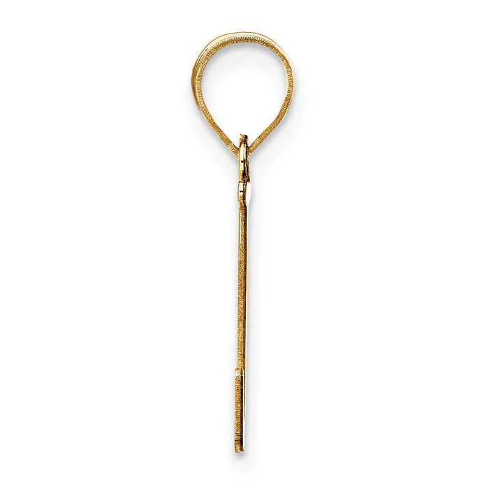 14k Polished Etched Letter J Initial Pendant-YC1437J