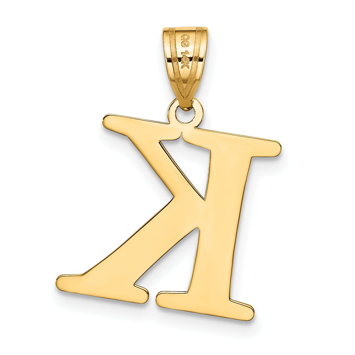 14k Polished Etched Letter K Initial Pendant-YC1437K