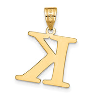 14k Polished Etched Letter K Initial Pendant-YC1437K