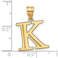 14k Polished Etched Letter K Initial Pendant-YC1437K