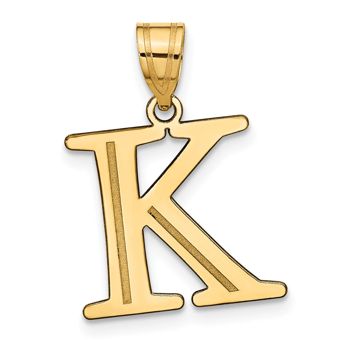 14k Polished Etched Letter K Initial Pendant-YC1437K
