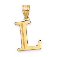 14k Polished Etched Letter L Initial Pendant-YC1437L