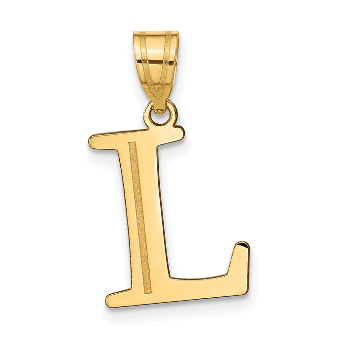 14k Polished Etched Letter L Initial Pendant-YC1437L