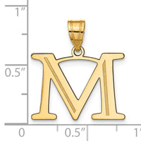 14k Polished Etched Letter M Initial Pendant-YC1437M