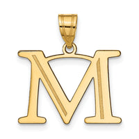 14k Polished Etched Letter M Initial Pendant-YC1437M