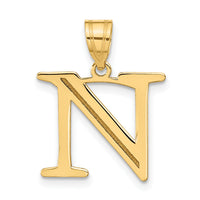 14k Polished Etched Letter N Initial Pendant-YC1437N