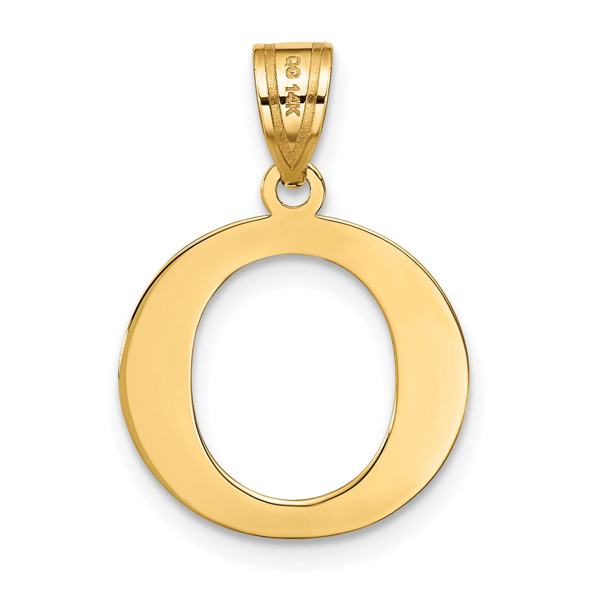 14k Polished Etched Letter O Initial Pendant-YC1437O