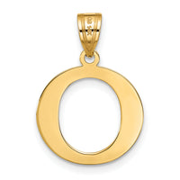 14k Polished Etched Letter O Initial Pendant-YC1437O