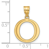14k Polished Etched Letter O Initial Pendant-YC1437O