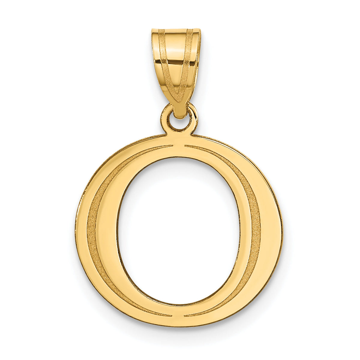 14k Polished Etched Letter O Initial Pendant-YC1437O