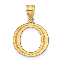 14k Polished Etched Letter O Initial Pendant-YC1437O