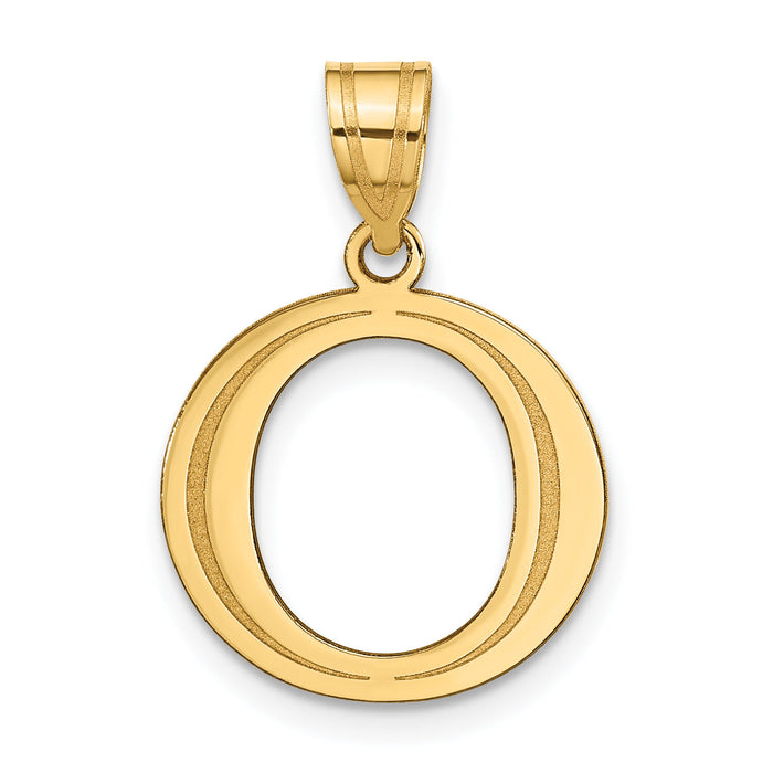 14k Polished Etched Letter O Initial Pendant-YC1437O