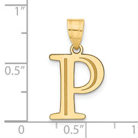 14k Polished Etched Letter P Initial Pendant-YC1437P