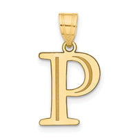 14k Polished Etched Letter P Initial Pendant-YC1437P