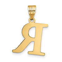 14k Polished Etched Letter R Initial Pendant-YC1437R