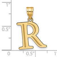 14k Polished Etched Letter R Initial Pendant-YC1437R