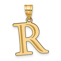 14k Polished Etched Letter R Initial Pendant-YC1437R