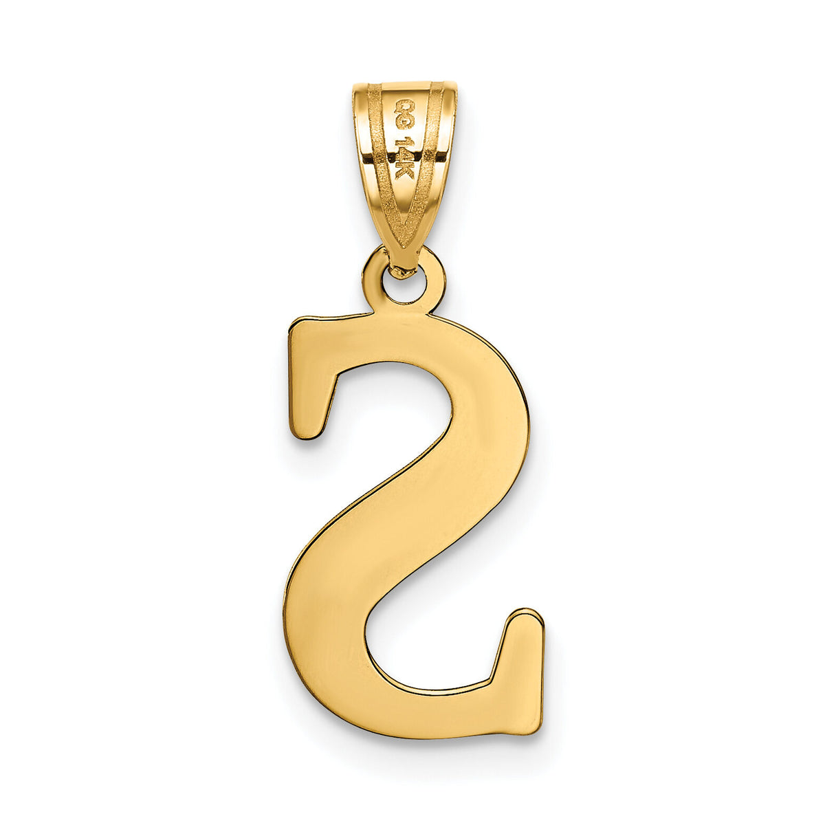 14k Polished Etched Letter S Initial Pendant-YC1437S