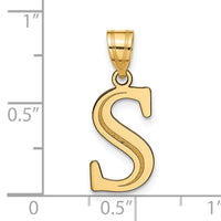14k Polished Etched Letter S Initial Pendant-YC1437S
