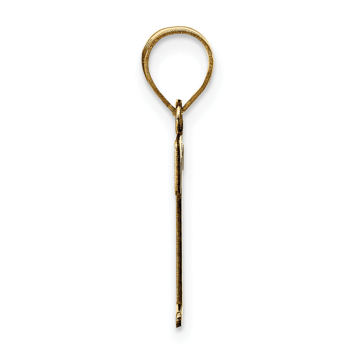 14k Polished Etched Letter T Initial Pendant-YC1437T