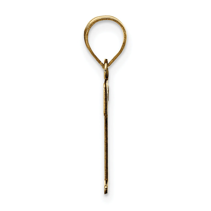 14k Polished Etched Letter T Initial Pendant-YC1437T