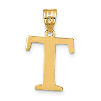 14k Polished Etched Letter T Initial Pendant-YC1437T