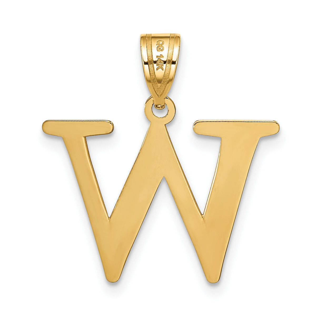 14k Polished Etched Letter W Initial Pendant-YC1437W