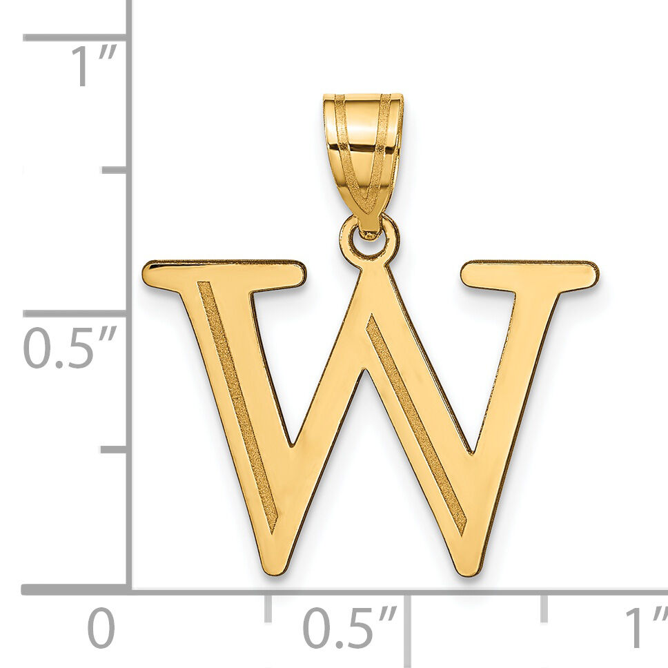 14k Polished Etched Letter W Initial Pendant-YC1437W