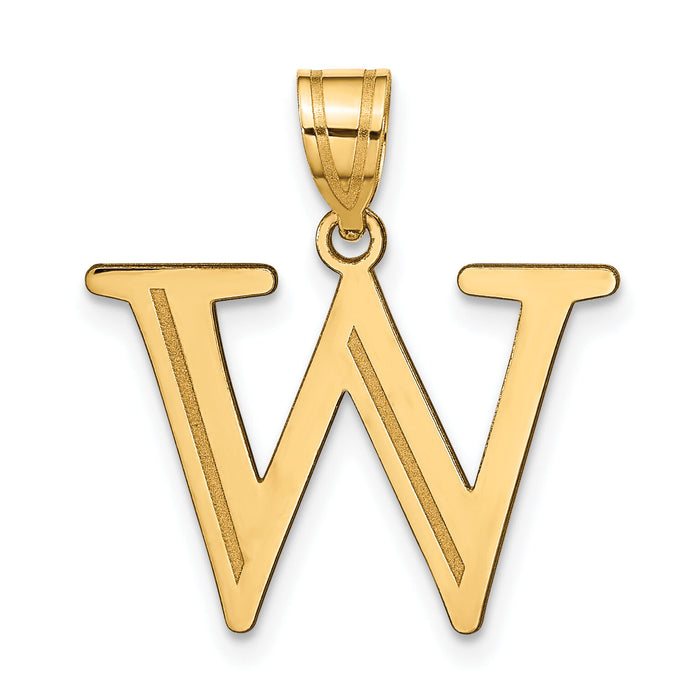 14k Polished Etched Letter W Initial Pendant-YC1437W