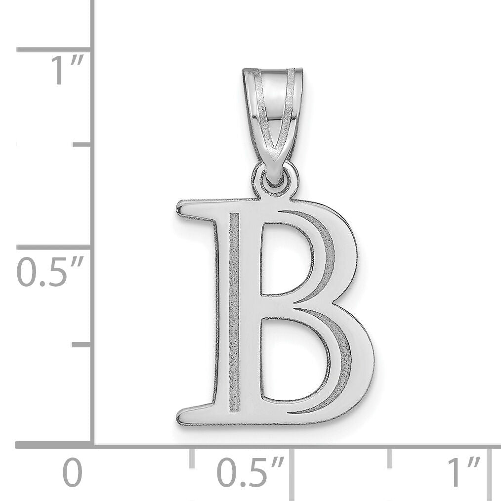 14kw Polished Etched Letter B Initial Pendant-YC1437WB