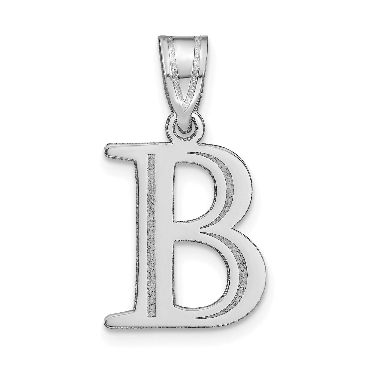 14kw Polished Etched Letter B Initial Pendant-YC1437WB
