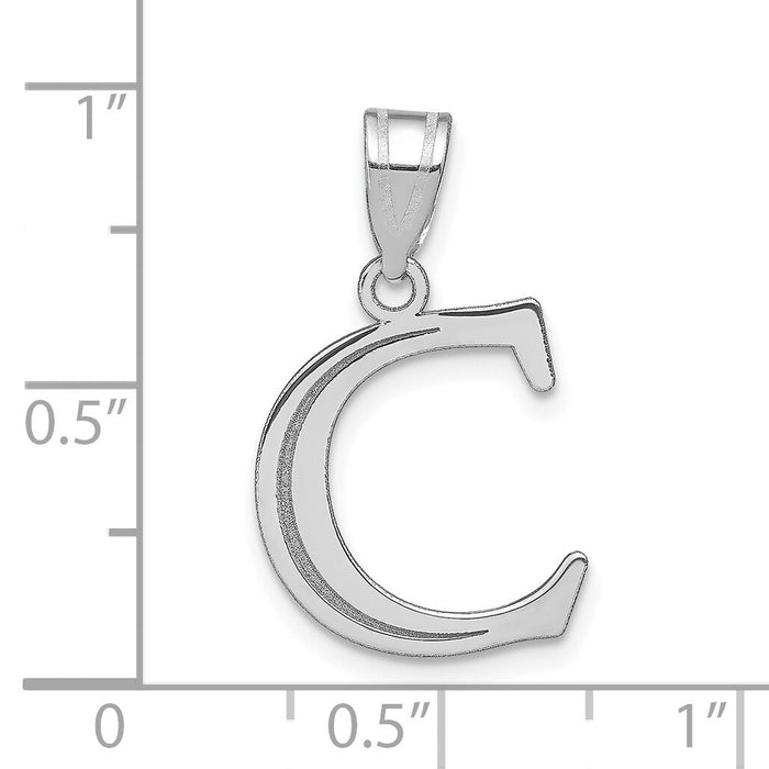 14kw Polished Etched Letter C Initial Pendant-YC1437WC
