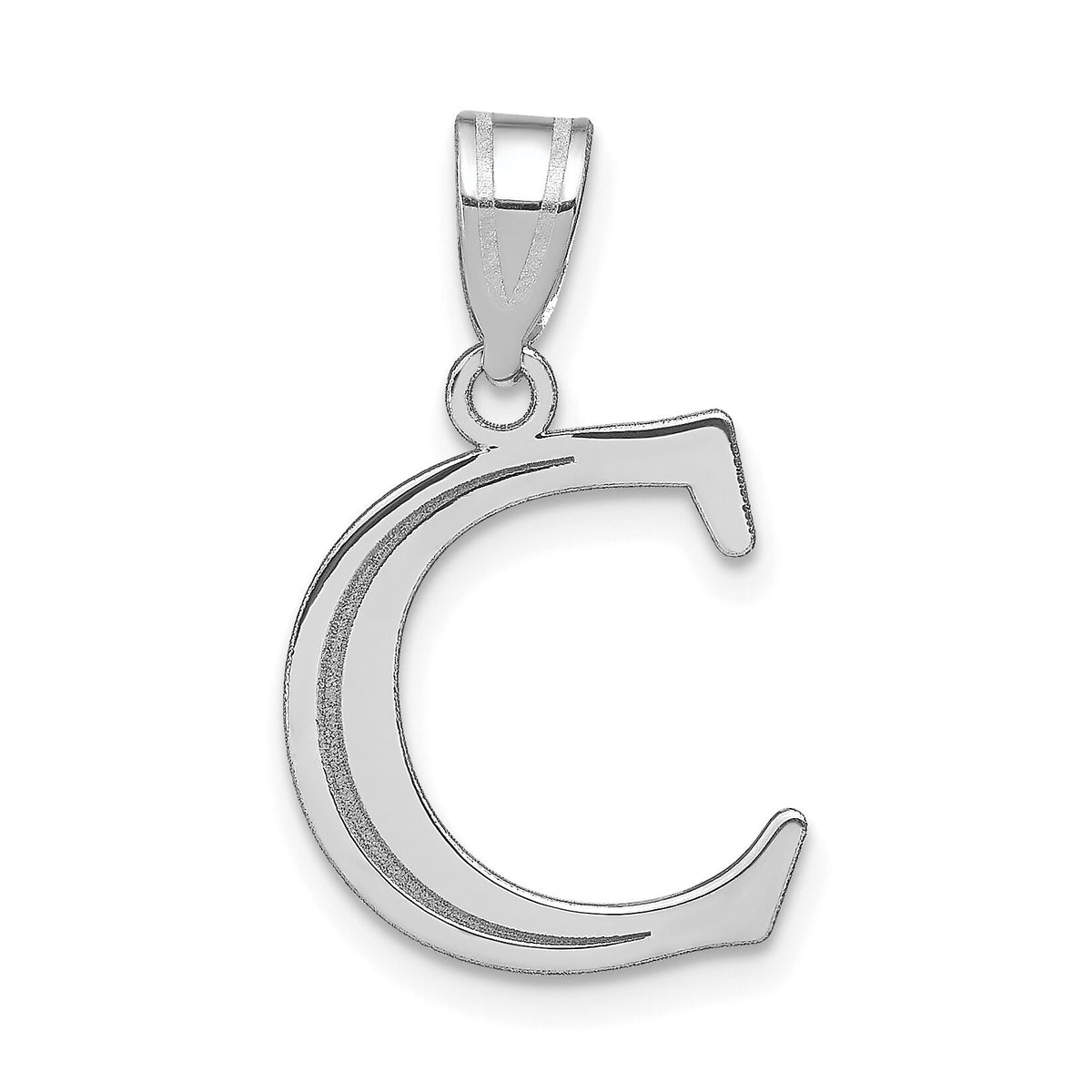 14kw Polished Etched Letter C Initial Pendant-YC1437WC